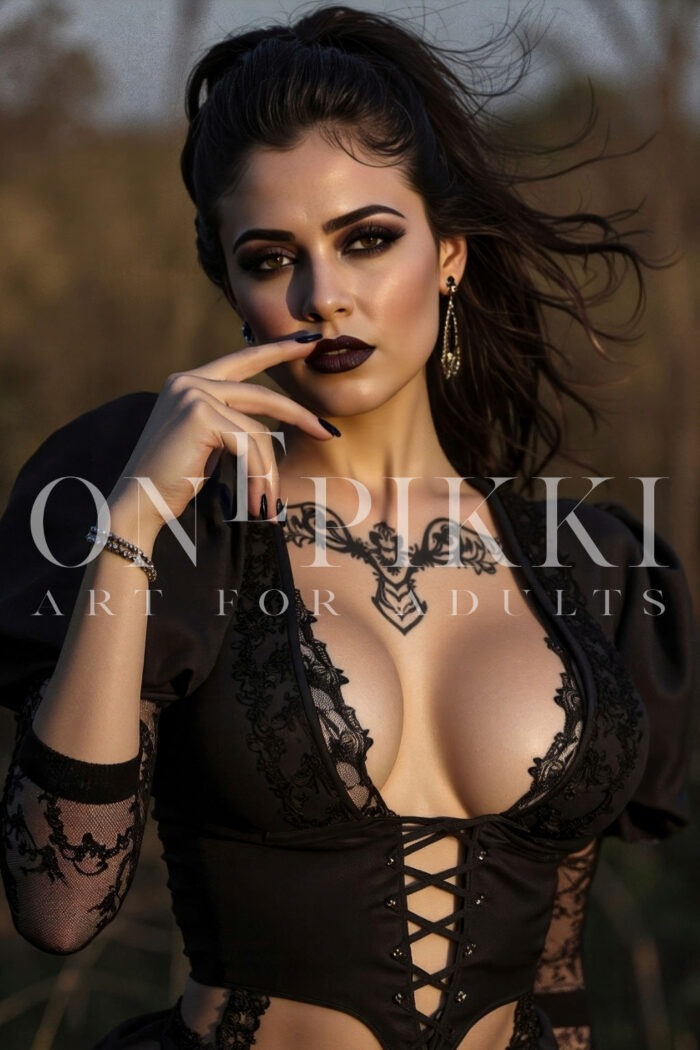 Cleavage Gothic woman