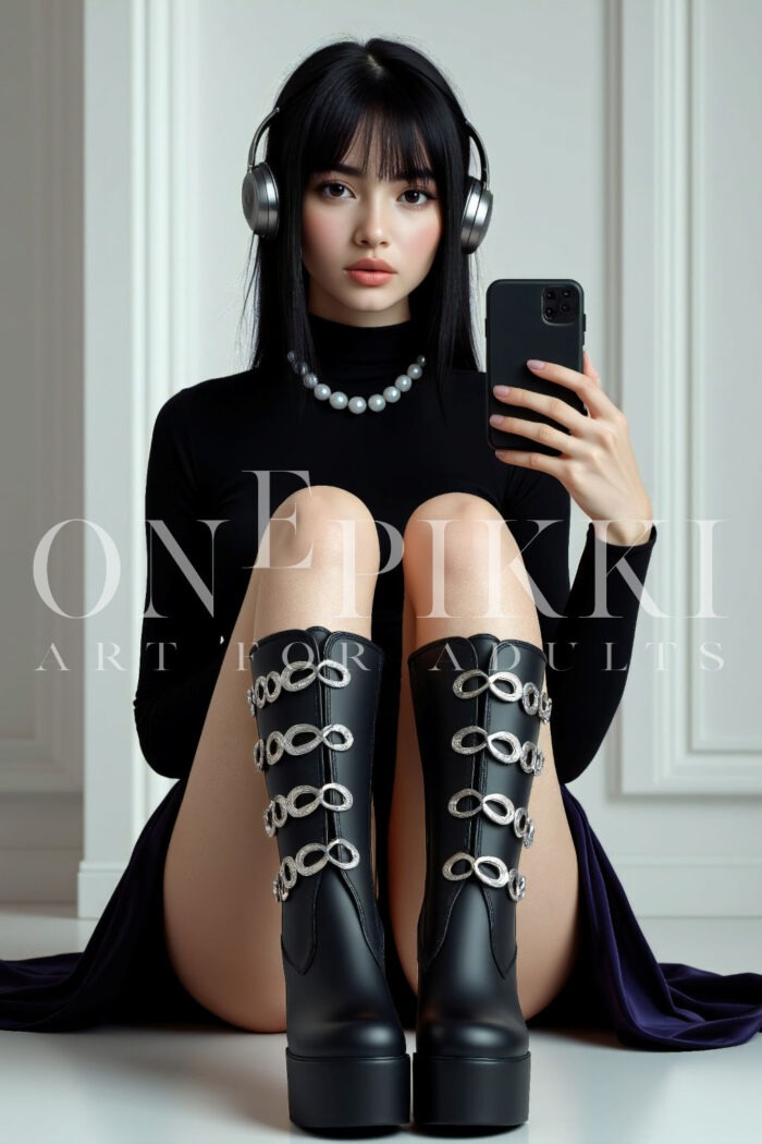 Sitting asian gothic woman