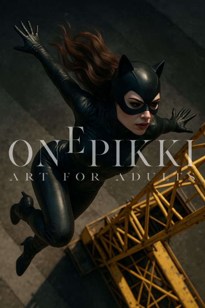 Catwoman with a crane