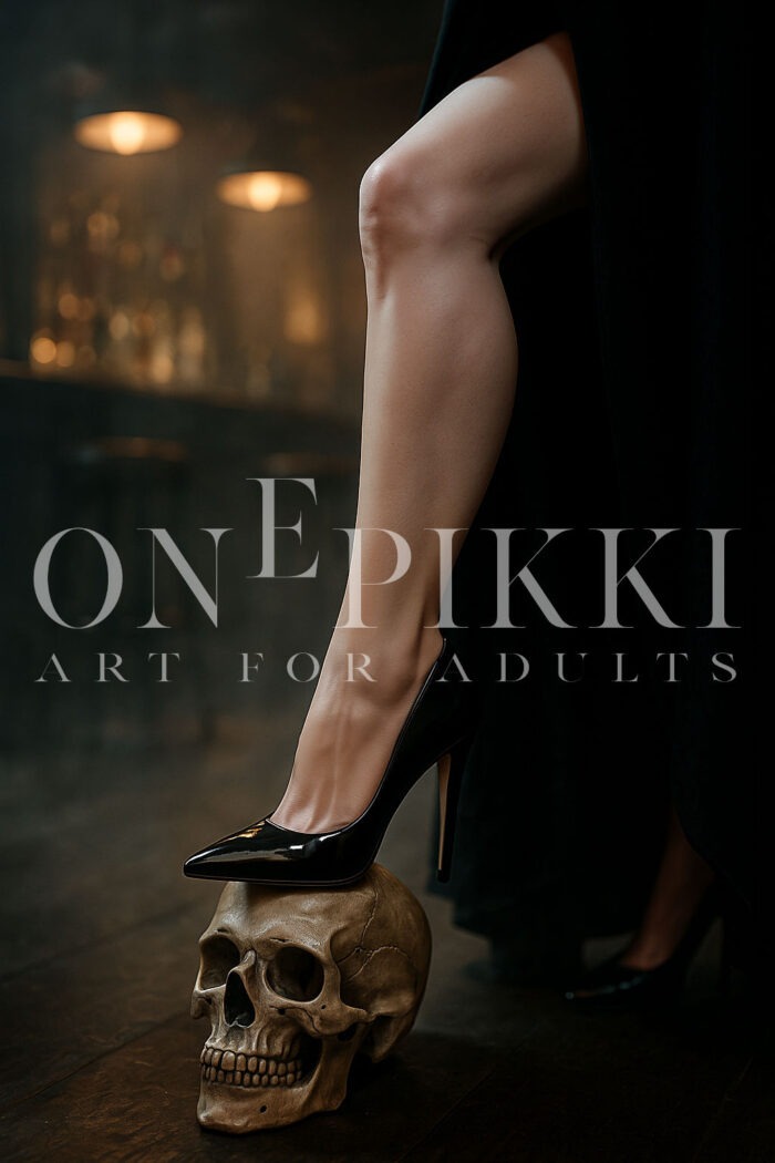 Elegant leg on skull