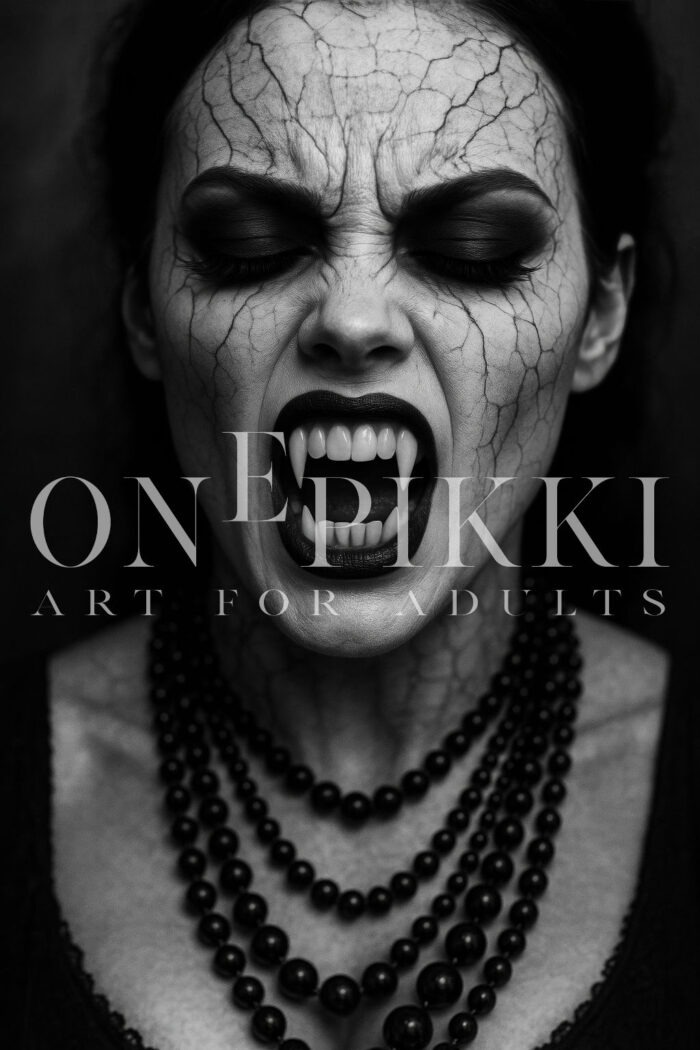 Screaming Vampire Woman – Cracked Skin Horror Portrait